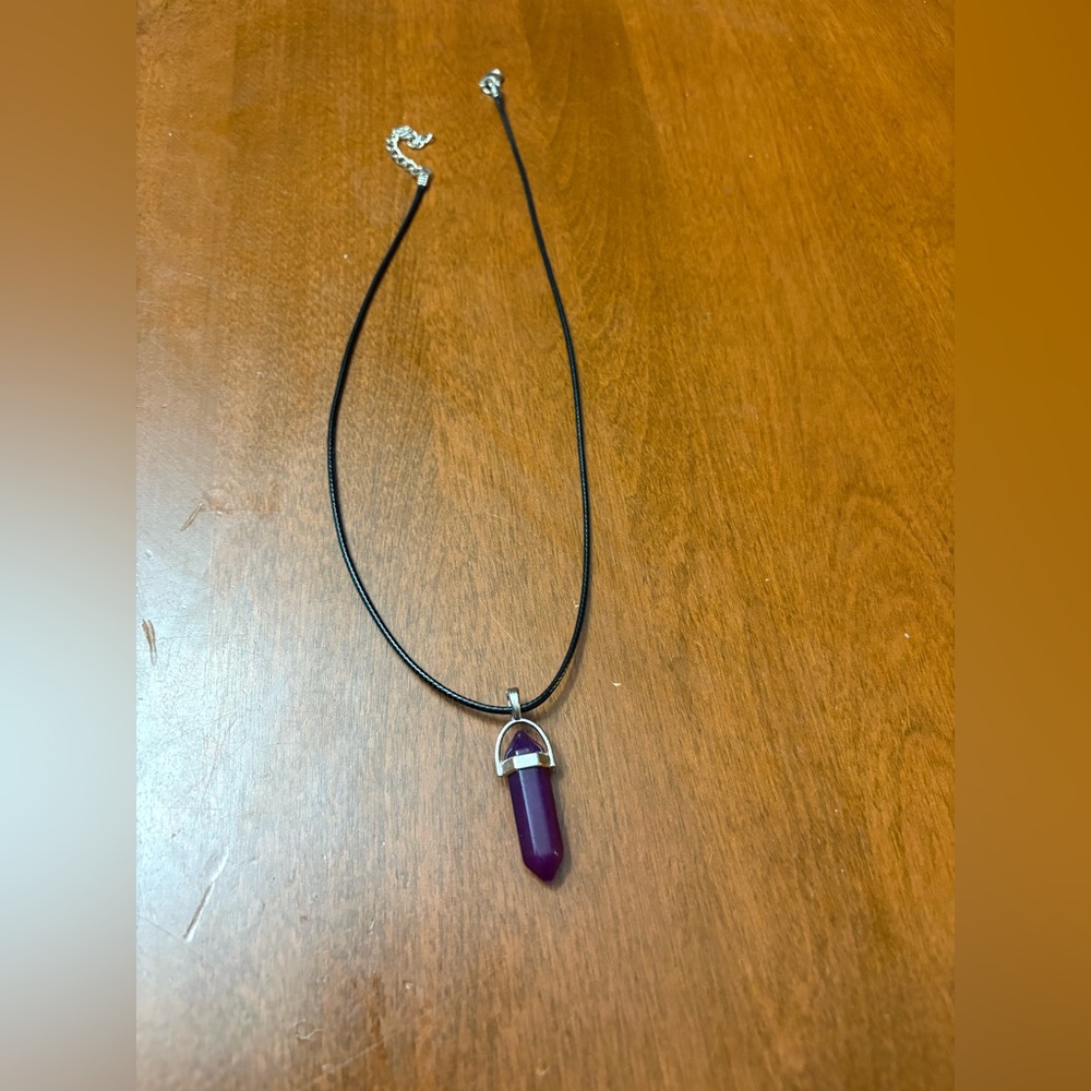 Chic Amethyst Pendant Necklace with Black Cord